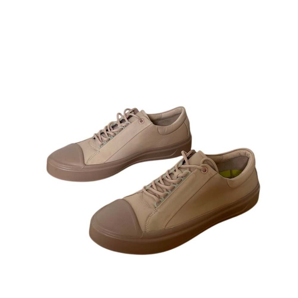 ECCO FLEXURE T-CAP Leather Sneaker Nude Size EU 41 US 10 Comfort Arch Support